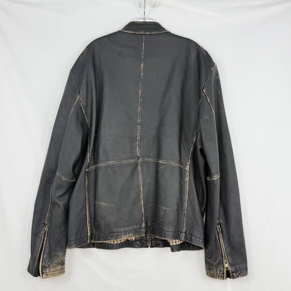 Top Gun Leather Jacket Mens XXL Distressed Moto Aviator Vintage Aviation - Picture 4 of 16